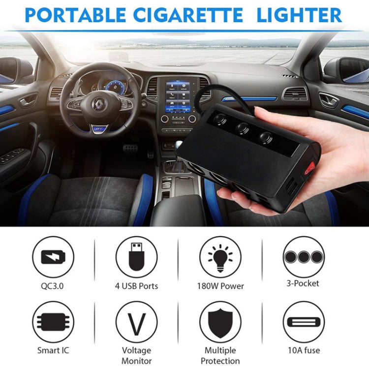 Caricabatteria auto TR24 3 in 1 con 4 porte USB