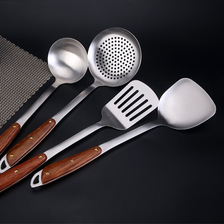 Set utensili cucina acciaio inox 304 con manico legno