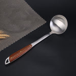 Set utensili cucina acciaio inox 304 con manico legno