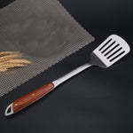 Set utensili cucina acciaio inox 304 con manico legno