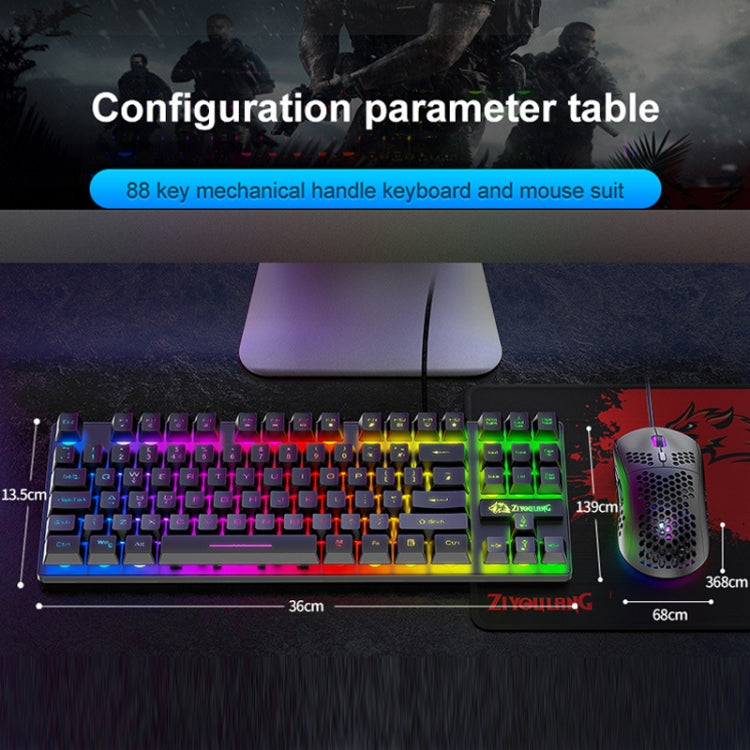 ZIYOU LANG T2 Set Tastiera Meccanica 88 Tasti e Mouse Gaming
