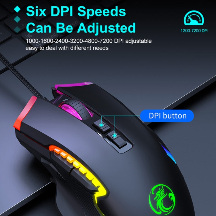 IMICE T70 Mouse da gioco cablato 7200 DPI 8 pulsanti