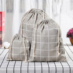 5 set di borse portaoggetti per articoli vari in cotone e lino con coulisse, Small+Medium+Large
