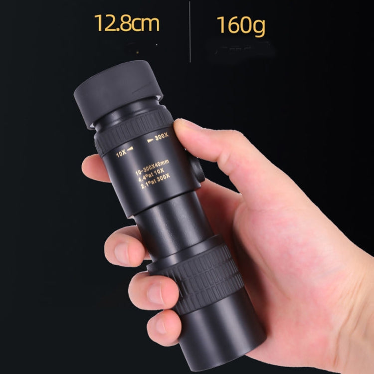 Telescopio monoculare HD 10-300x40 con treppiede e supporto foto