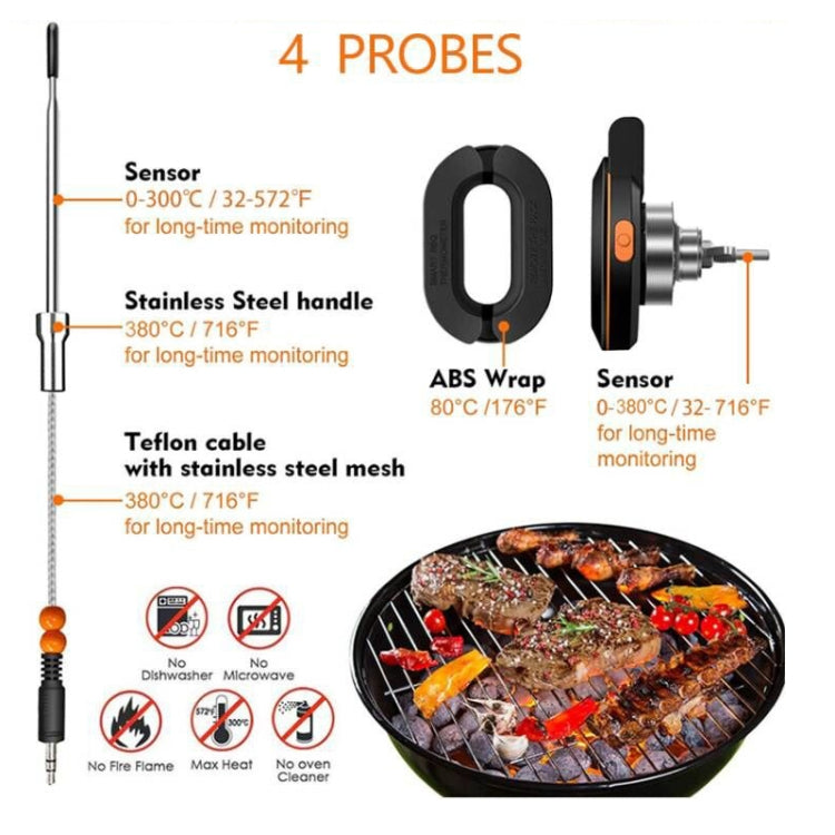 Termometro da forno Bluetooth wireless con sonda in acciaio