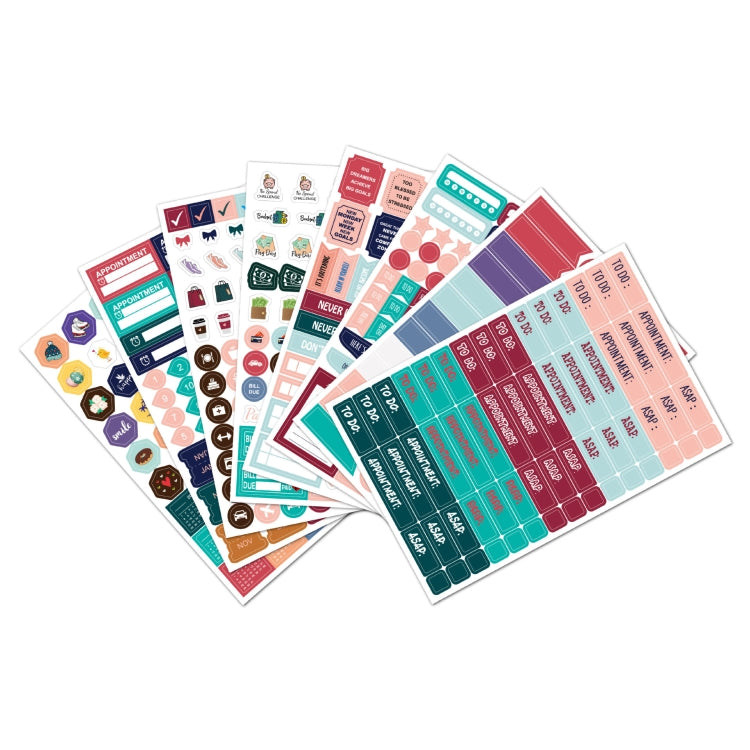 Set 2 fogli adesivi planner tema business e fitness