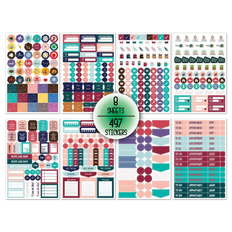 Set 2 fogli adesivi planner tema business e fitness