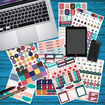 Set 2 fogli adesivi planner tema business e fitness