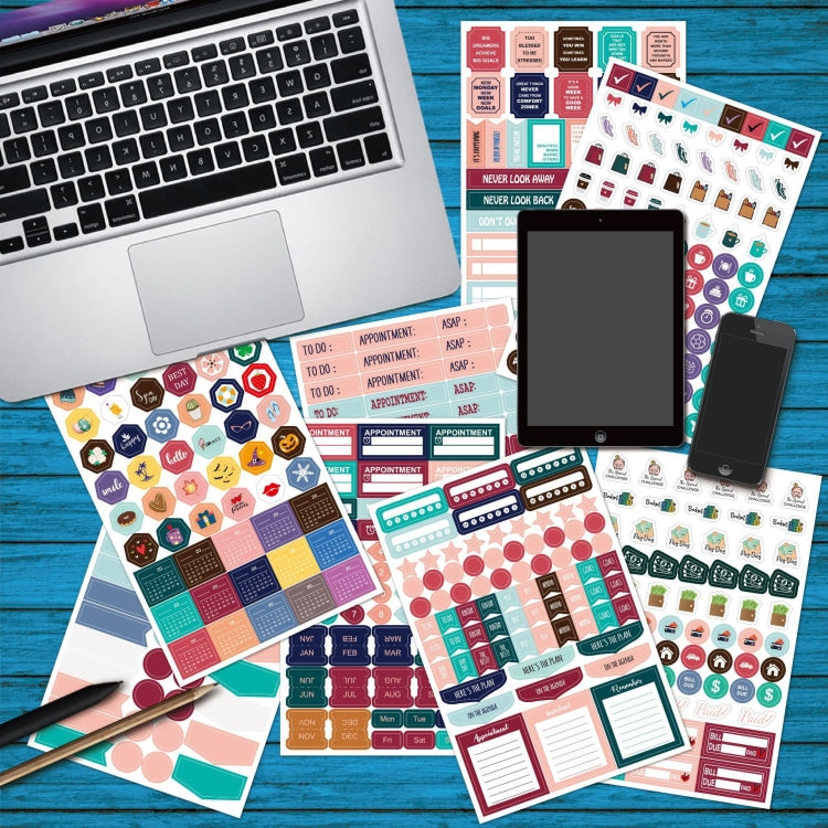 Set 2 fogli adesivi planner tema business e fitness