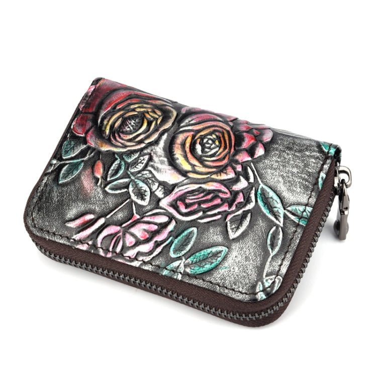 Portacarte in pelle d'organo con zip e 12 slot carte