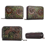 Portacarte in pelle d'organo con zip e 12 slot carte