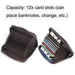 Portacarte in pelle d'organo con zip e 12 slot carte