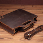 Cartella da lavoro vintage in pelle con tracolla 36x28x5 cm