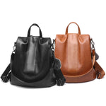 Zaino donna in pelle PU vintage nero e khaki 32x31x15cm