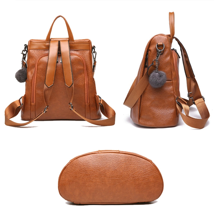 Zaino donna in pelle PU vintage nero e khaki 32x31x15cm