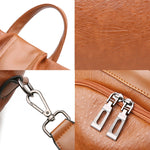 Zaino donna in pelle PU vintage nero e khaki 32x31x15cm