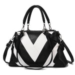 Borsa a mano in pelle PU colorblock geometrica 38x23x11 cm