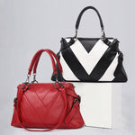 Borsa a mano in pelle PU colorblock geometrica 38x23x11 cm