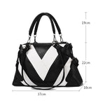 Borsa a mano in pelle PU colorblock geometrica 38x23x11 cm