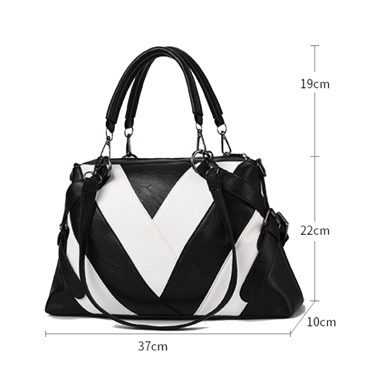 Borsa a mano in pelle PU colorblock geometrica 38x23x11 cm