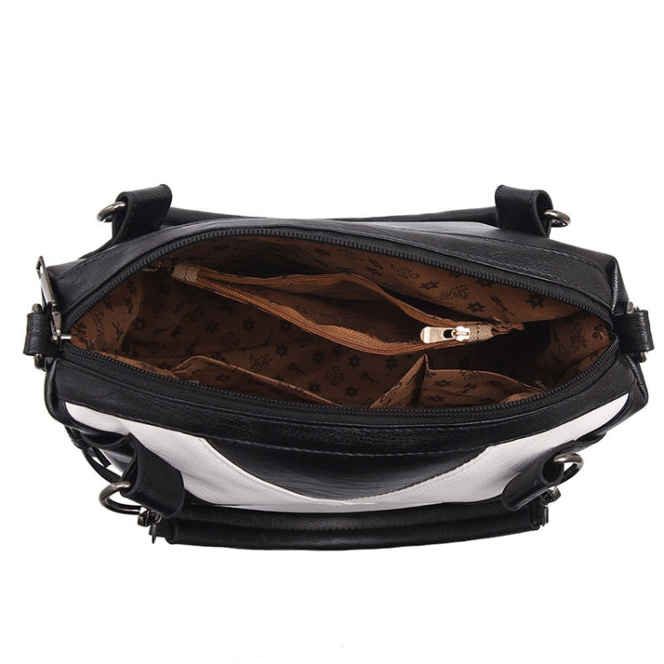 Borsa a mano in pelle PU colorblock geometrica 38x23x11 cm