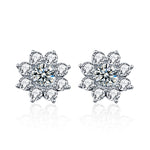 Orecchini girasole argento 925 con moissanite 12 mm