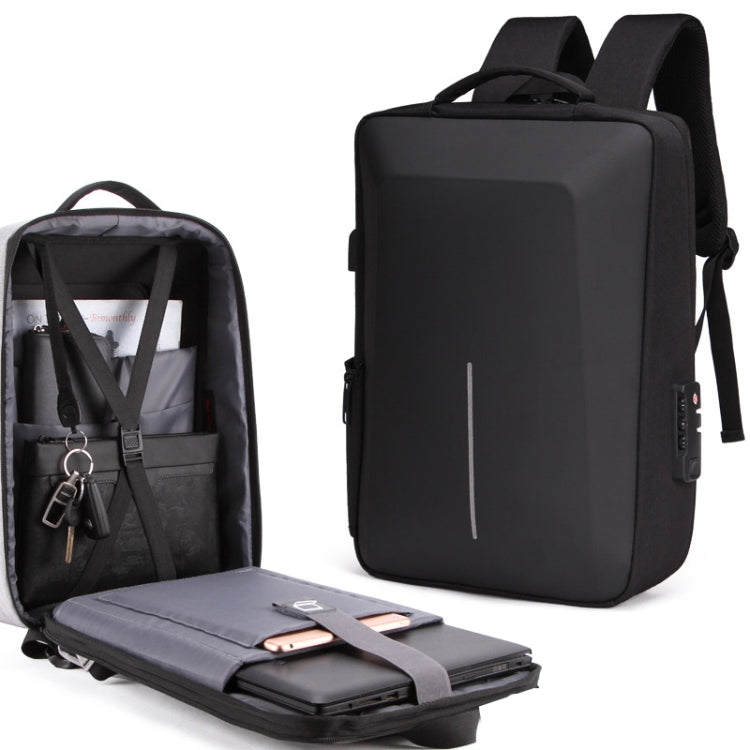 Zaino antifurto rigido con porta USB e scomparto laptop 15,6"
