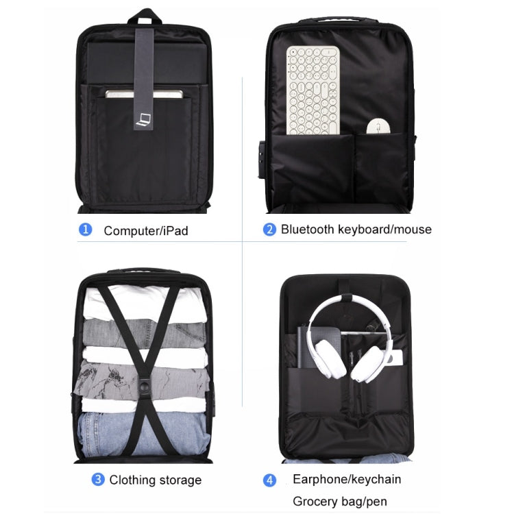 Zaino antifurto rigido con porta USB e scomparto laptop 15,6"