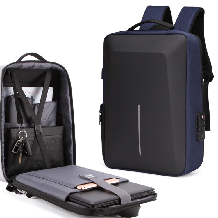 Zaino antifurto rigido con porta USB e scomparto laptop 15,6"
