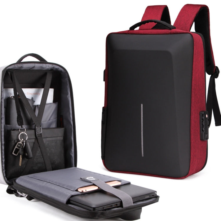 Zaino antifurto rigido con porta USB e scomparto laptop 15,6"