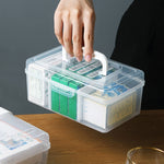 Scatola porta medicinali in plastica trasparente con maniglia