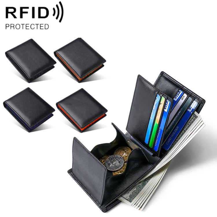 Portafoglio corto antifurto RFID in pelle con slot carte