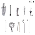 Shaker in vetro 400 ml con set bartending K17-3