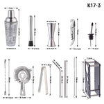 Shaker in vetro 400 ml con set bartending K17-3