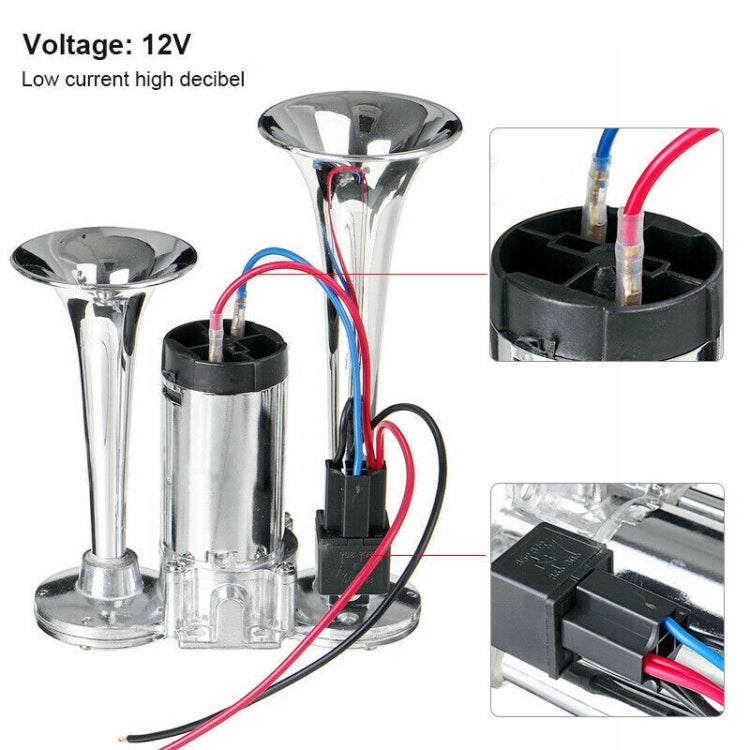 Clacson auto 600dB metallo doppio tubo con relè 12-24V