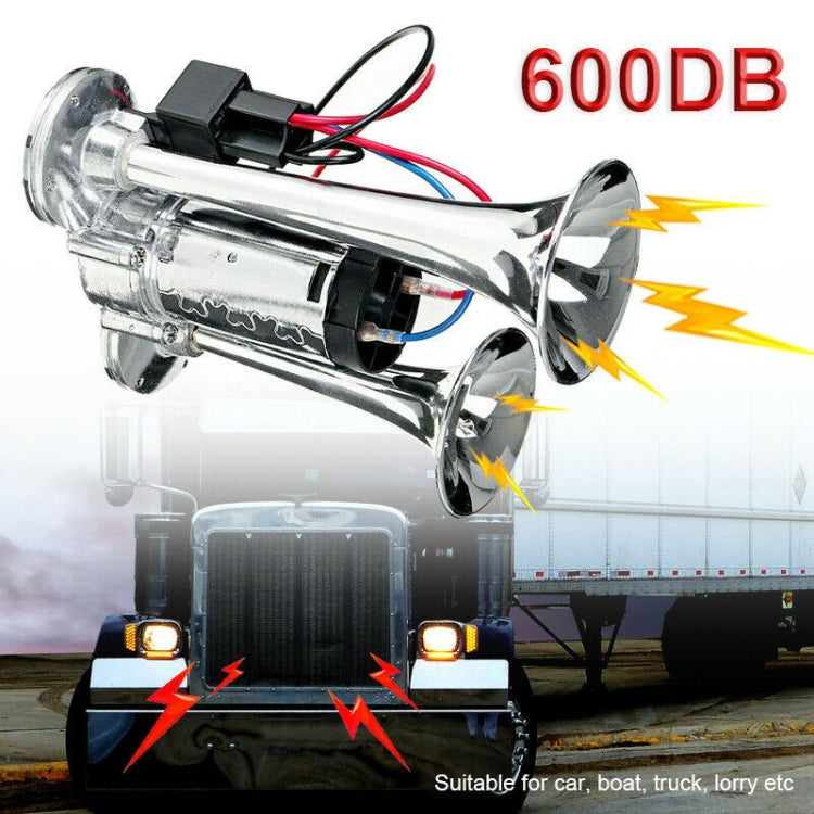 Clacson auto 600dB metallo doppio tubo con relè 12-24V