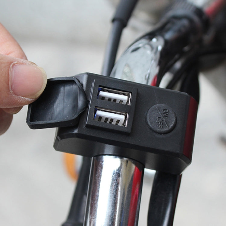 Caricabatterie Dual USB 5V 3A per Moto con Interruttore