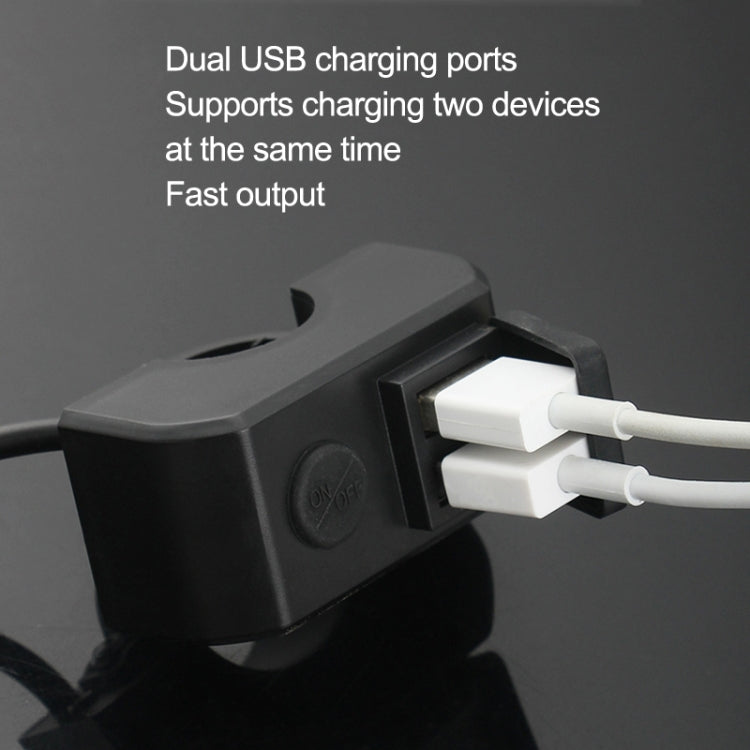 Caricabatterie Dual USB 5V 3A per Moto con Interruttore