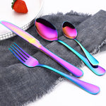 Set 4 pezzi coltelli e forchetta da bistecca in acciaio inox