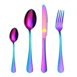 Set 4 pezzi coltelli e forchetta da bistecca in acciaio inox