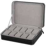 Custodia porta orologi 10 scomparti in pelle PU nera