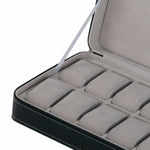 Custodia porta 12 orologi in pelle PU nera