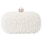 Borsa da sera piccola quadrata con perle bianca beige