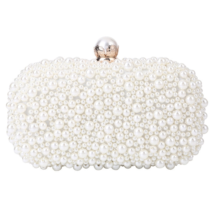 Borsa da sera piccola quadrata con perle bianca beige