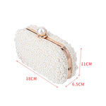 Borsa da sera piccola quadrata con perle bianca beige