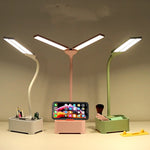 Lampada da scrivania LED con portacellulare e portapenne
