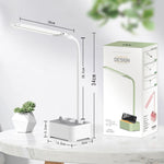Lampada da scrivania LED con portacellulare e portapenne