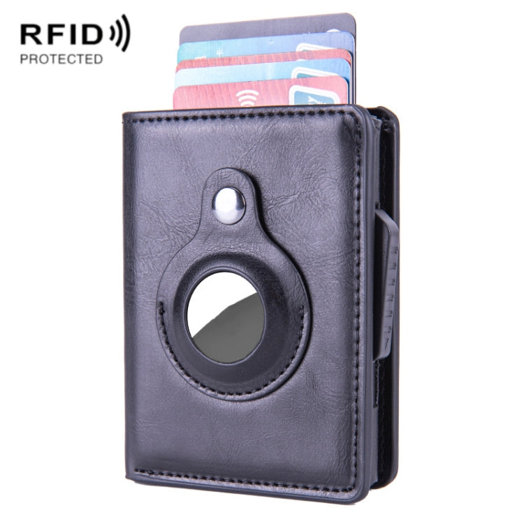 Portacarte RFID in pelle PU e alluminio compatibile con AirTag