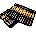 Set 12 coltelli da intaglio legno con manico in legno