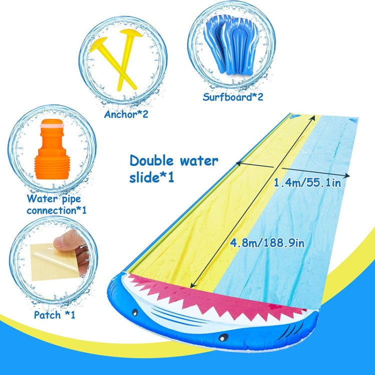Scivolo d'acqua gonfiabile squalo in PVC 4,8x1,4 m